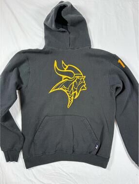 Russell Athletic Gray Hoodie with Yellow Viking Logo MED